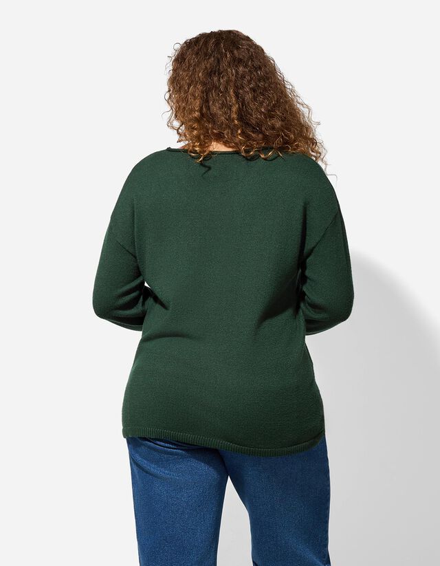 Pulóver - V-kivágás - fekete