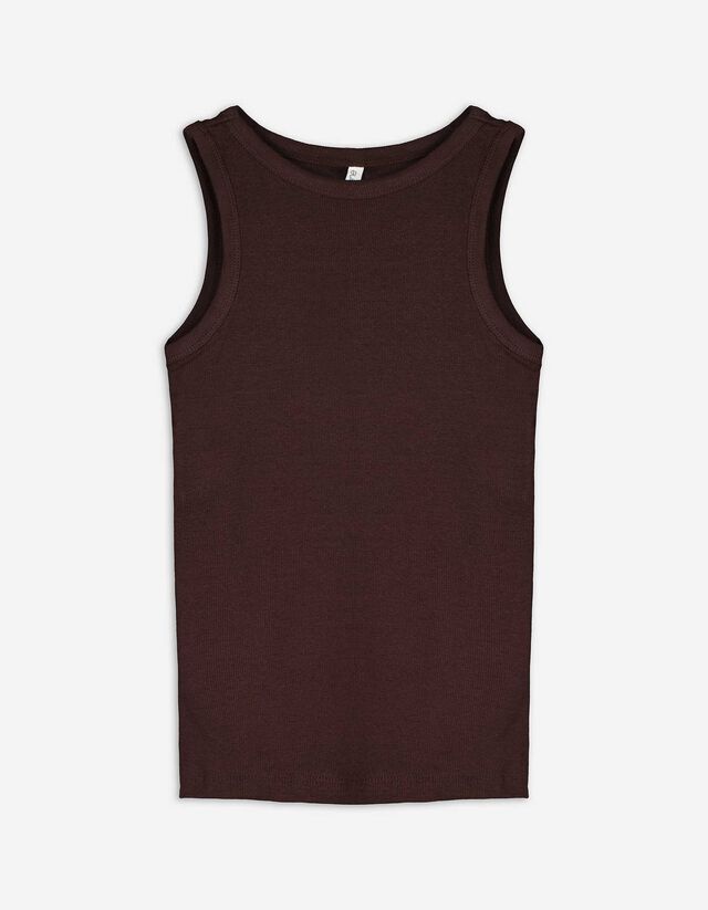 Ujjatlan felső - Bordázott - sötétbarna