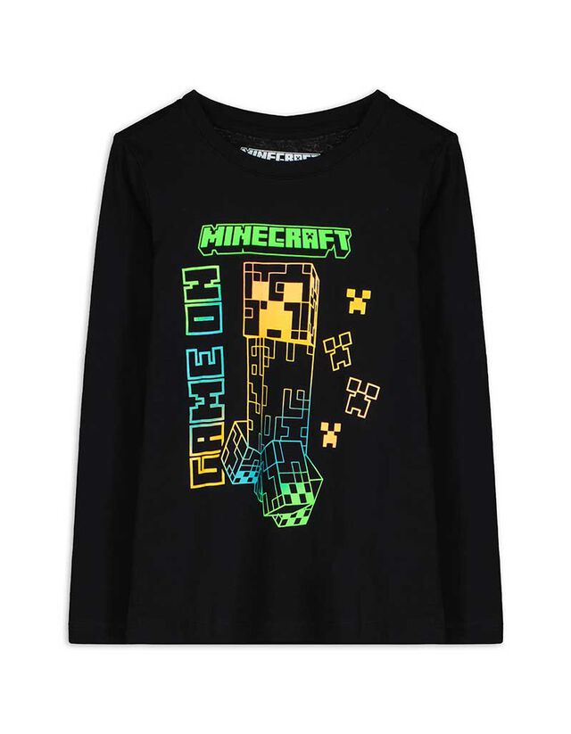 Hosszú ujjú felső - Minecraft - fekete