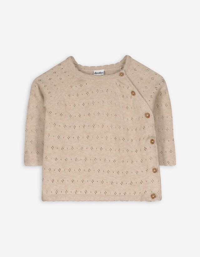 Kardigán - Perforált kötött - bézs