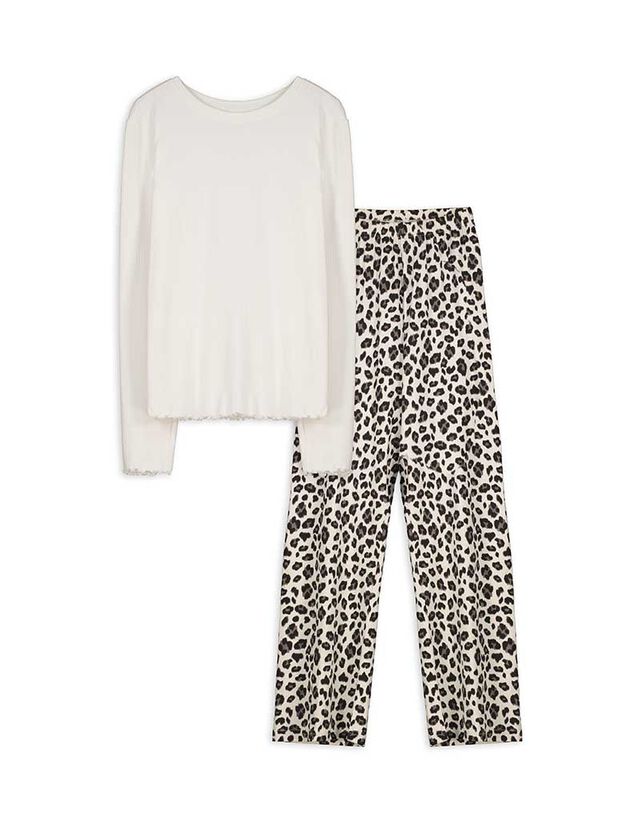 Felsőből és nadrágból álló pizsama szett - Bordázott - bronz