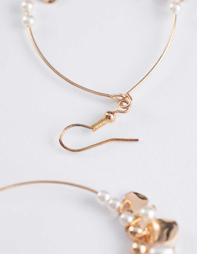 fülbevaló - Gyöngyökkel díszítve - arany