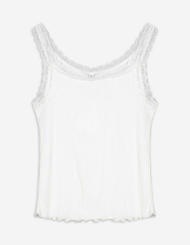 Ujjatlan felső - Csipkerátéttel - feher