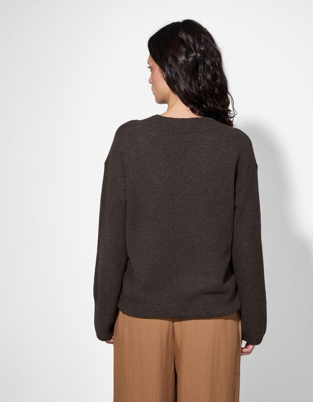 Pulóver - V-kivágás - vilagos szurke