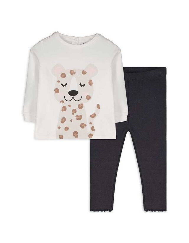 Melegítőfelsőből és leggingből álló szett - Nyomott minta - feher