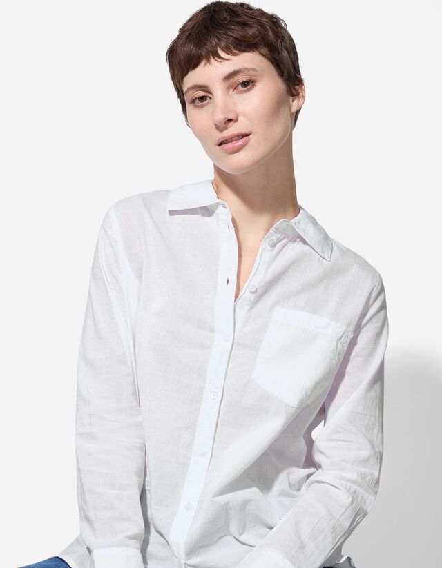 Blúz - Mellzsebes - feher