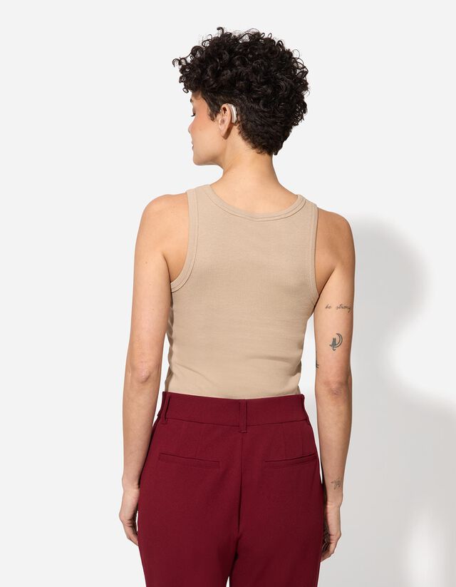 Ujjatlan felső - Bordázott - sötétbarna