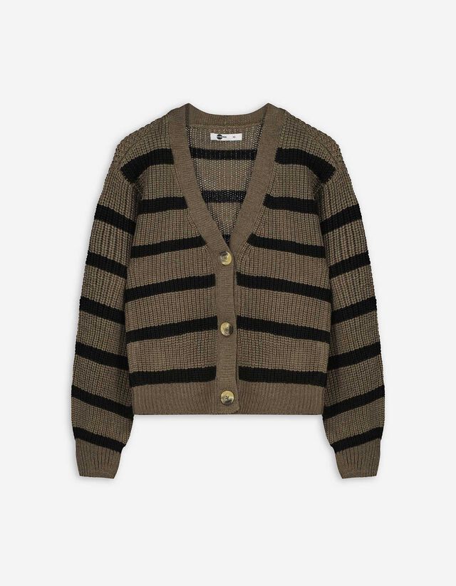 Kötött kardigán - Gombolópántos - sötétszürke