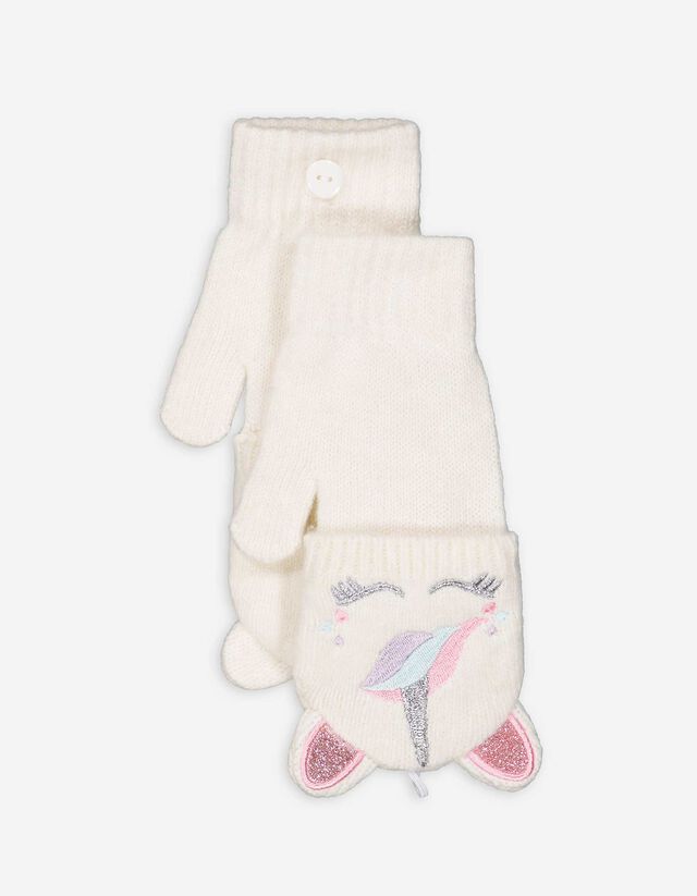 Kesztyű - Hímzésekkel - feher