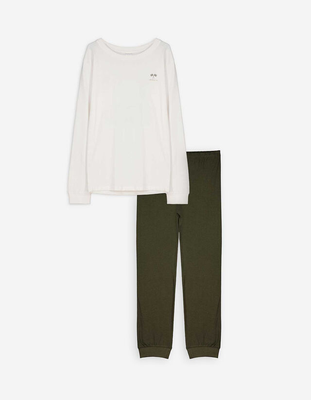 Felsőből és nadrágból álló pizsama szett - Hátul nyomtatott minta - bronz