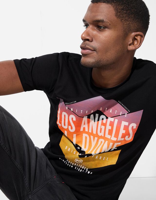 Póló - Nyomott minta - fekete