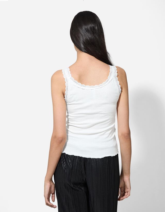 Ujjatlan felső - Csipkerátéttel - feher