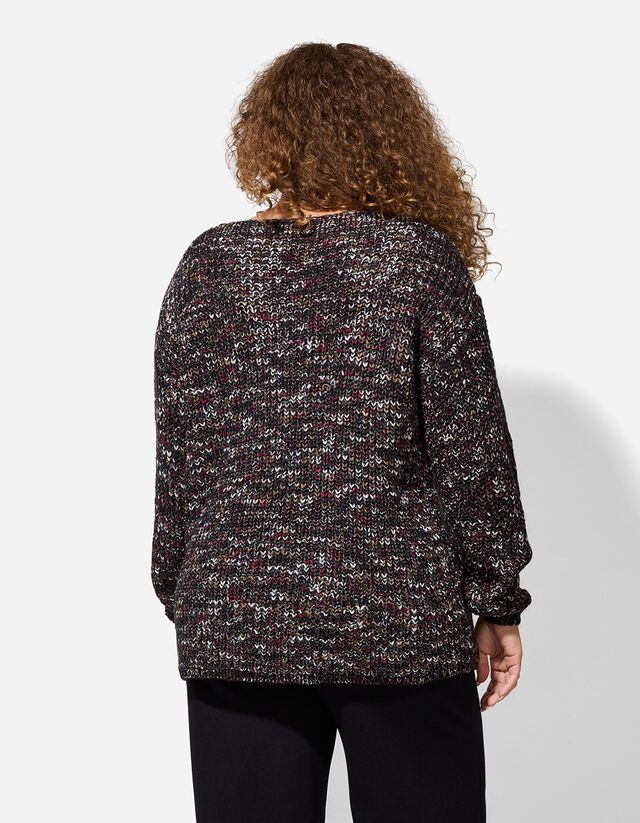 Pulóver - V-kivágás - fekete