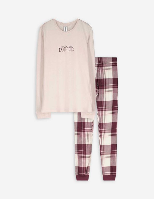 Felsőből és nadrágból álló pizsama szett - Elszórt nyomott minta - bronz