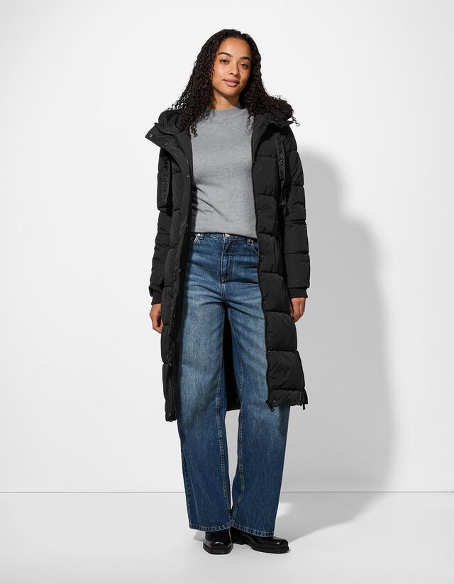 Steppelt kabát - Állítható derék - fekete