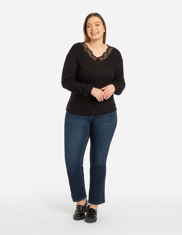 Pulóver - Csipkerátéttel - zöld