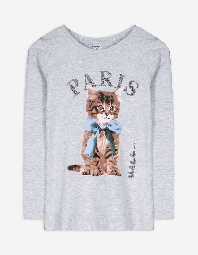 Hosszú ujjú felső - Pamut - vilagos szurke