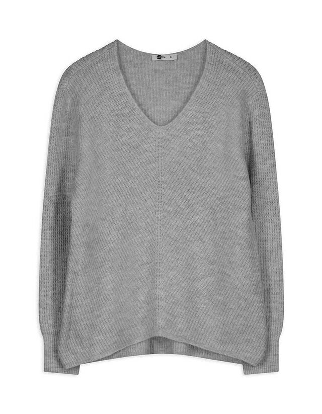 Pulóver - V-kivágás - bézs