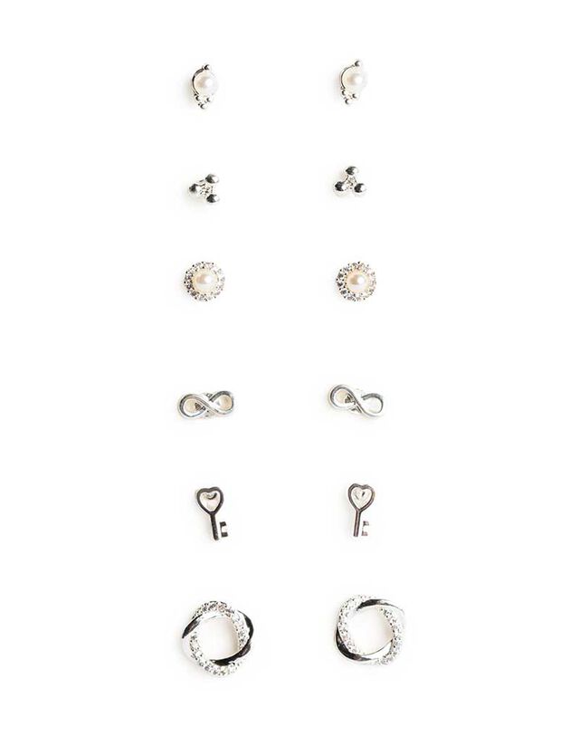 fülbevaló - 6 db-os csomag - ezust