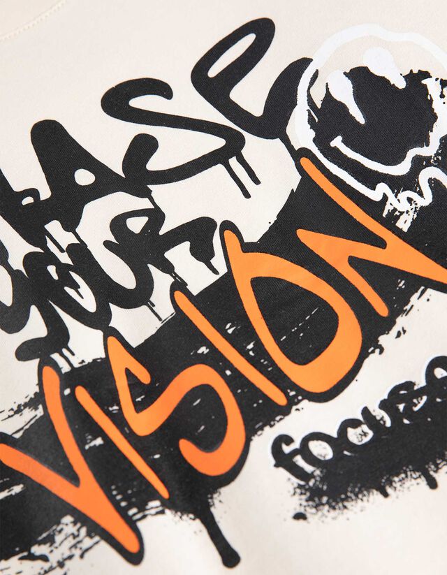 Hosszú ujjú felső - Elülső nyomtatás - bézs