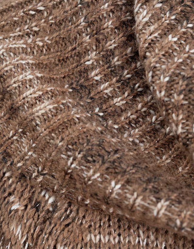 Hosszított pulóver - Garbónyakú - bézs