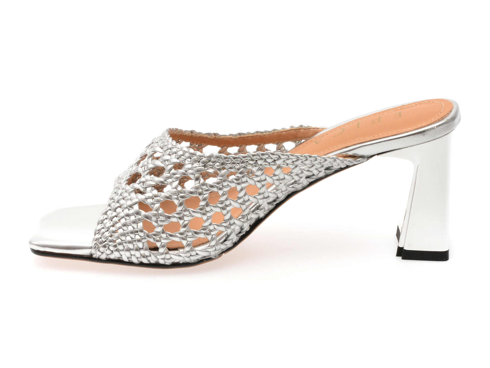 Papuci EPICA argintii, 7290, din piele ecologica