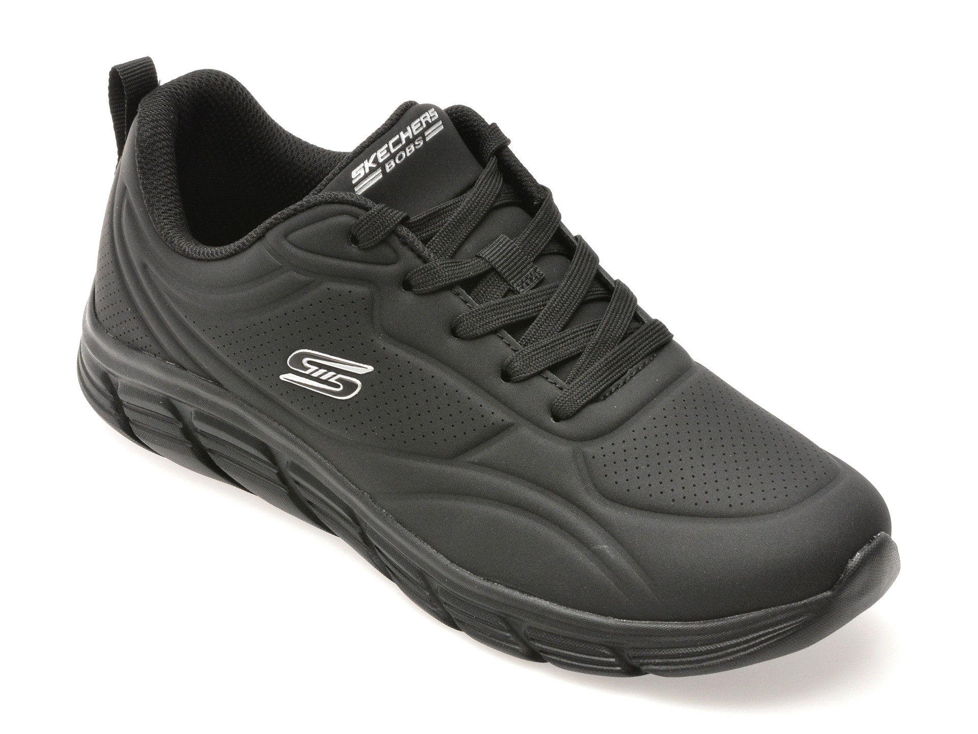 Pantofi sport SKECHERS negri, BOBS B FLEX LO, din piele ecologica