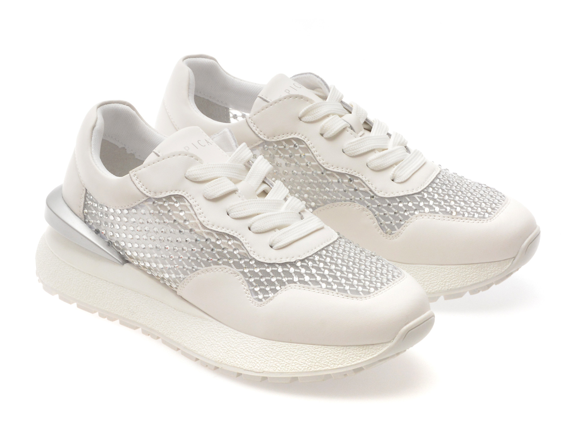 Pantofi sport EPICA albi, QS639, din material textil