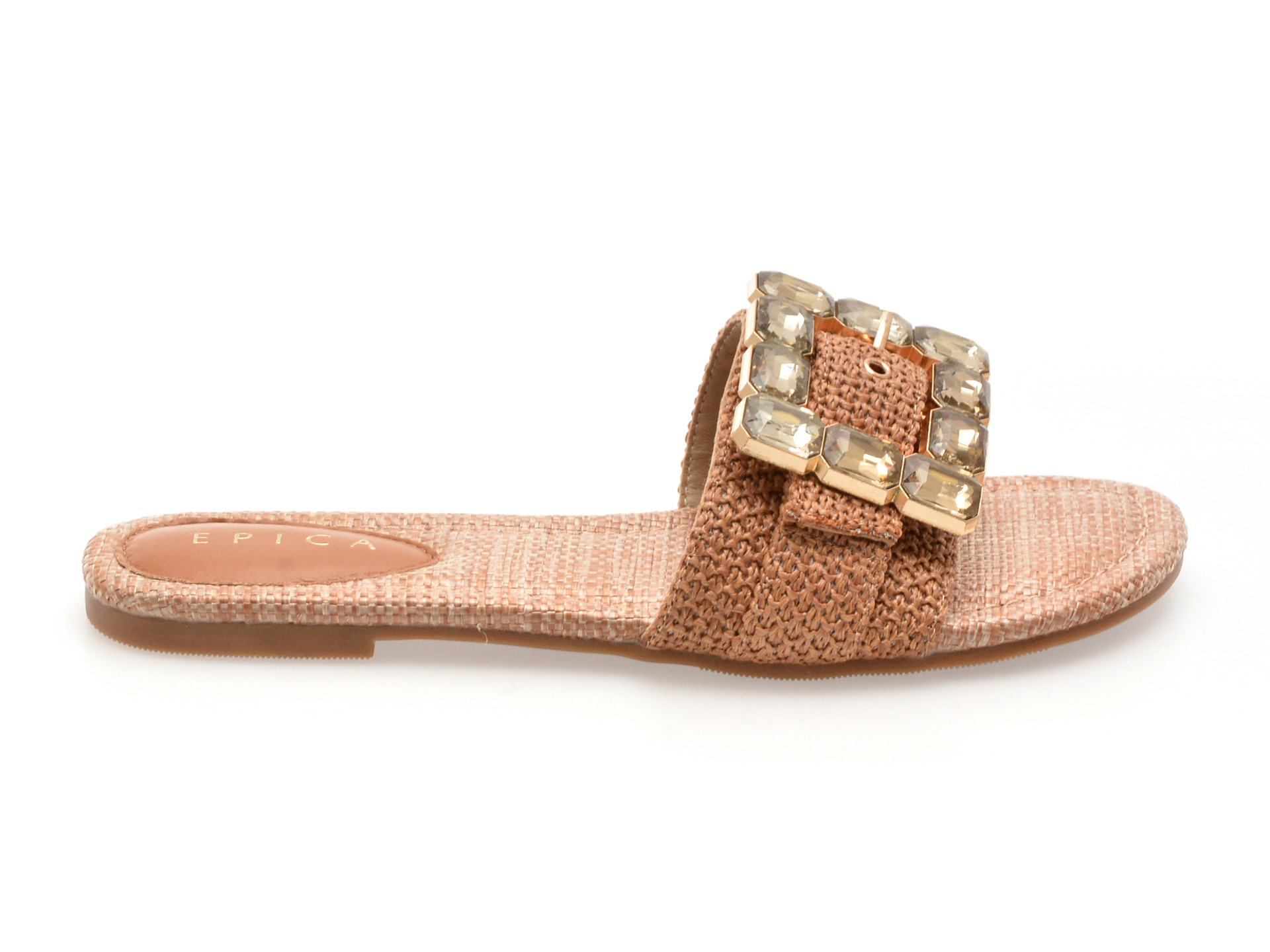 Papuci EPICA maro, 70420, din piele ecologica