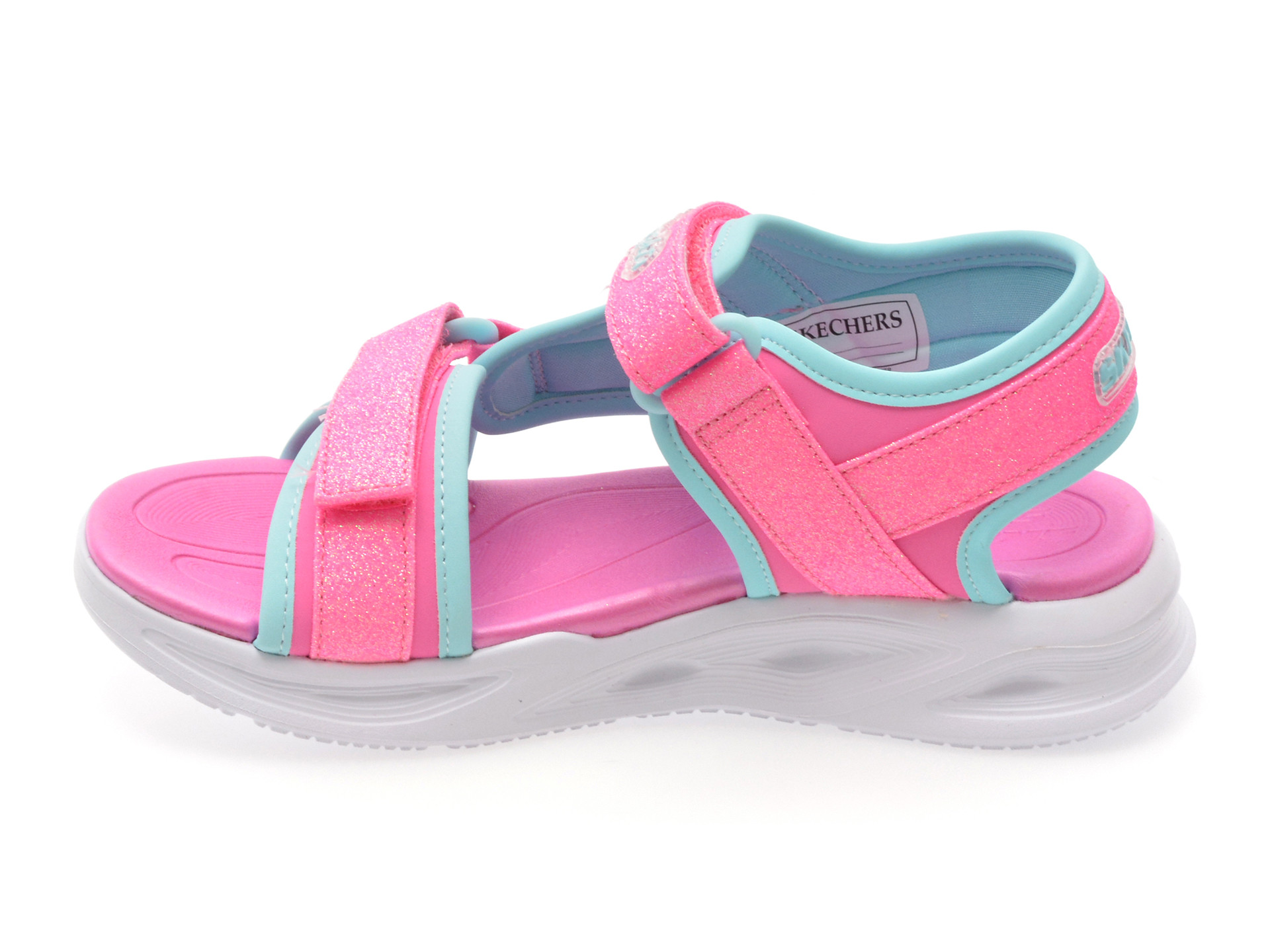 Sandale SKECHERS roz, SOLA GLOW SANDAL, din piele ecologica