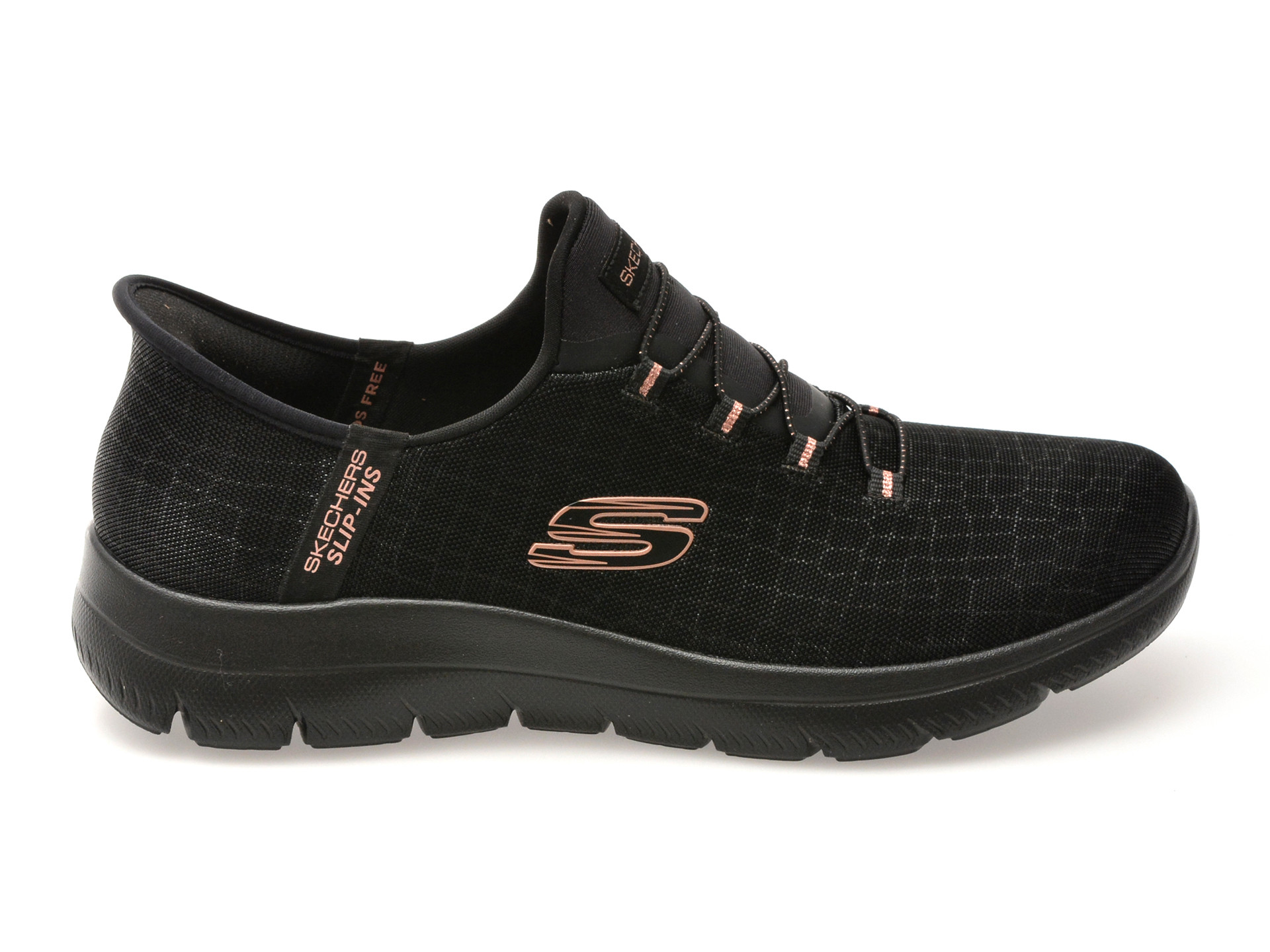 Pantofi sport SKECHERS negri, SUMMITS, din material textil