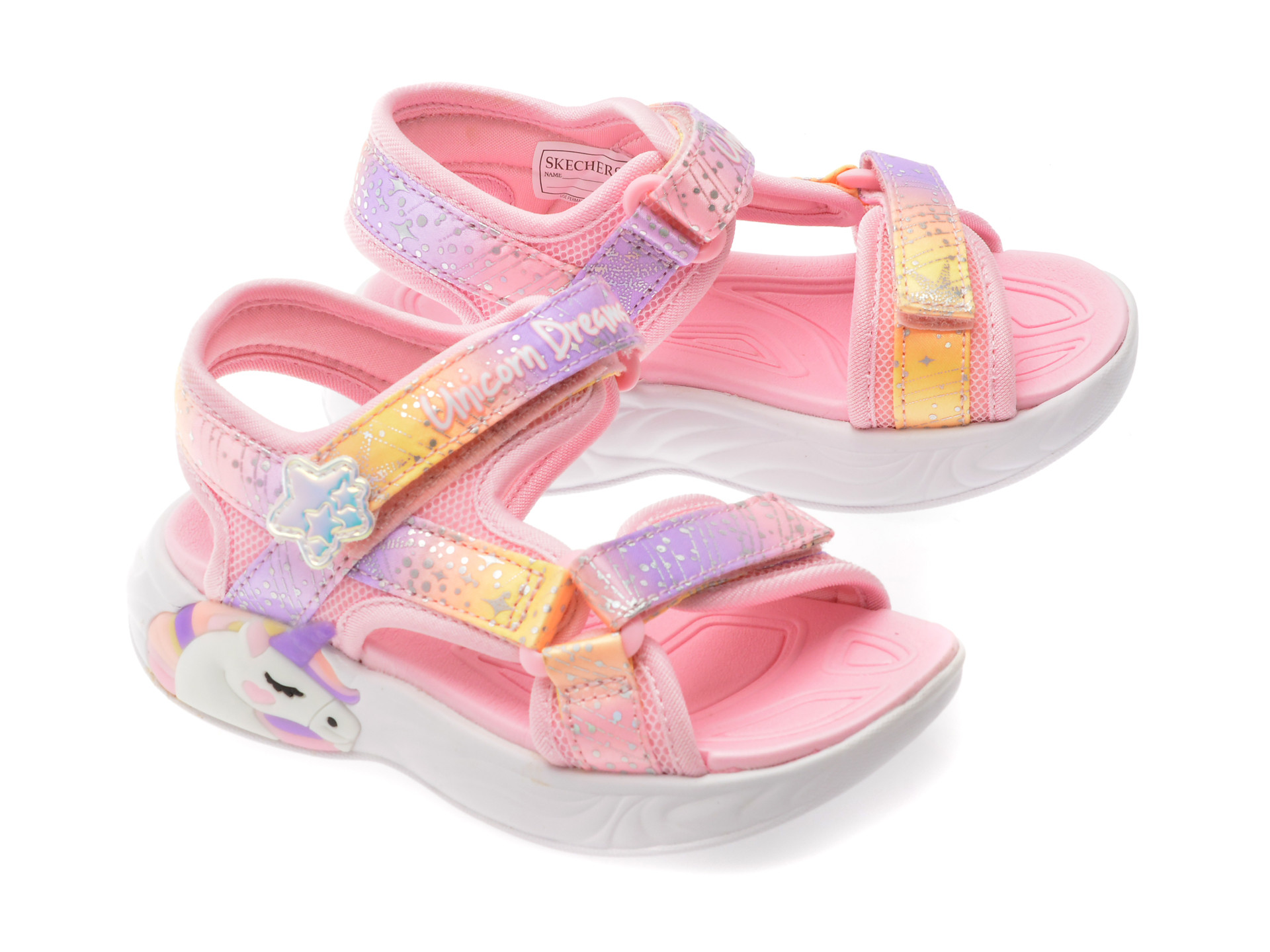 Sandale SKECHERS roz, UNICORN DREAMS, din material textil