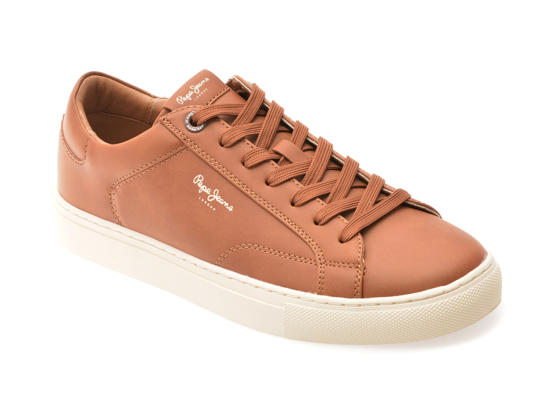 Pantofi sport PEPE JEANS maro, JOE BASIC, din piele ecologica