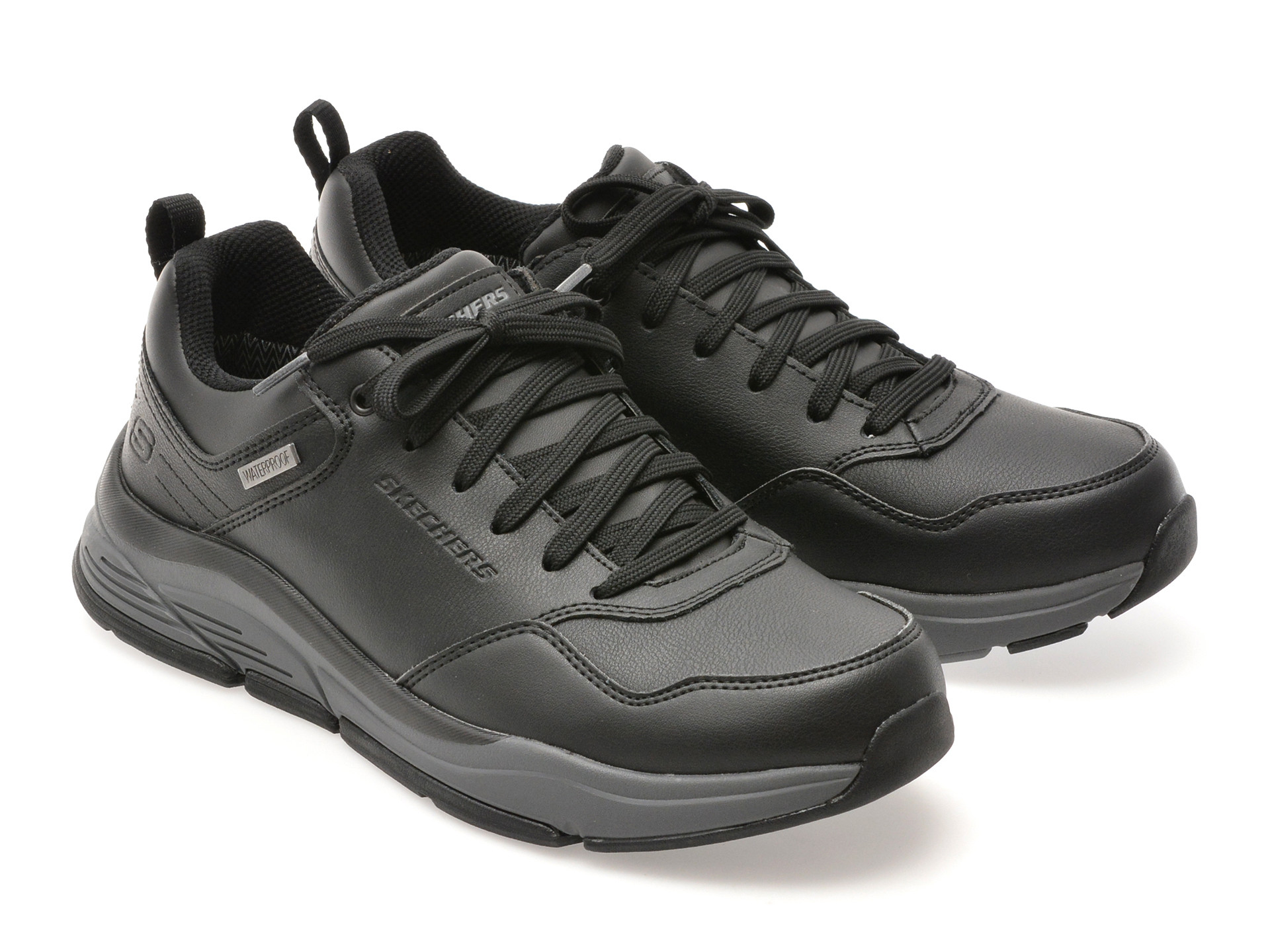 Pantofi sport SKECHERS negri, BENAGO, din piele naturala
