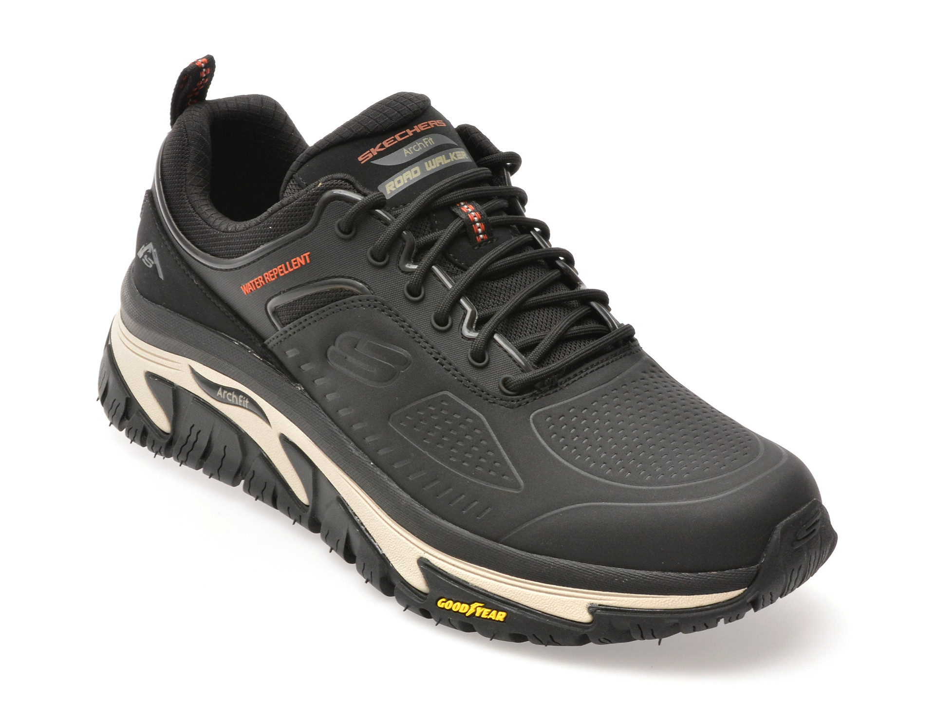 Pantofi sport SKECHERS negri, ARCH FIT ROAD WALKER, din piele ecologica