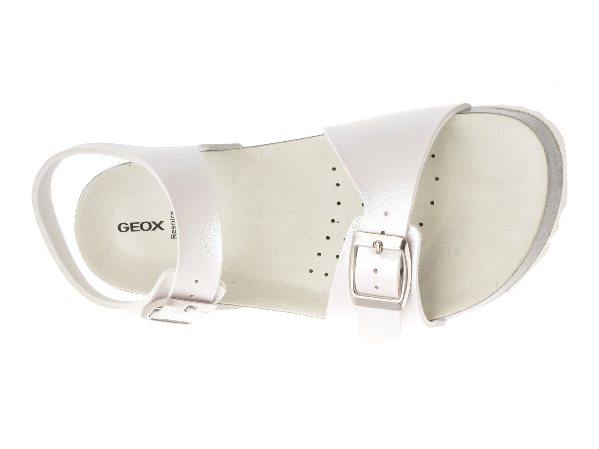 Sandale GEOX albe, J558MI, din piele ecologica