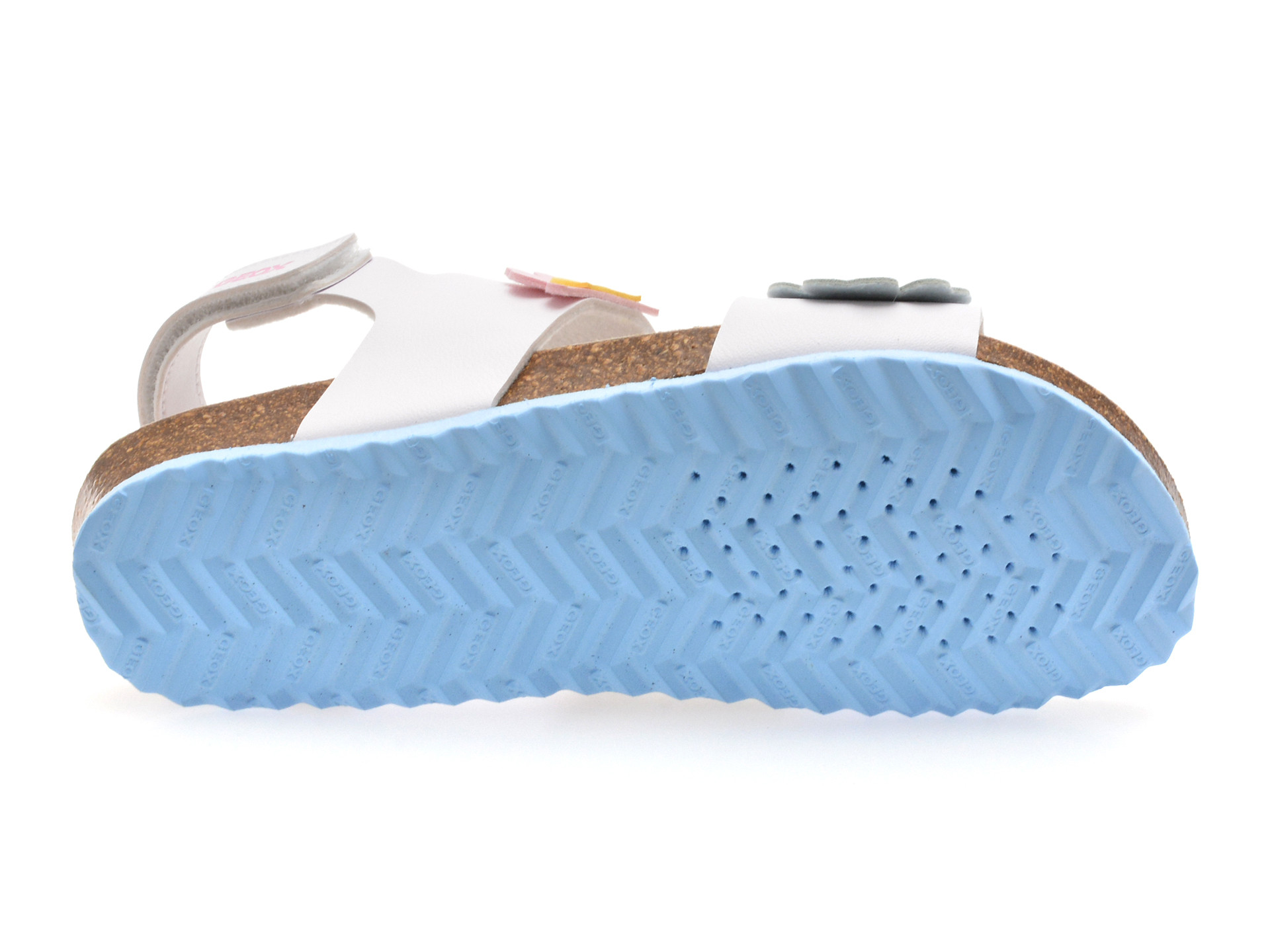 Sandale GEOX albe, J558MD, din piele ecologica