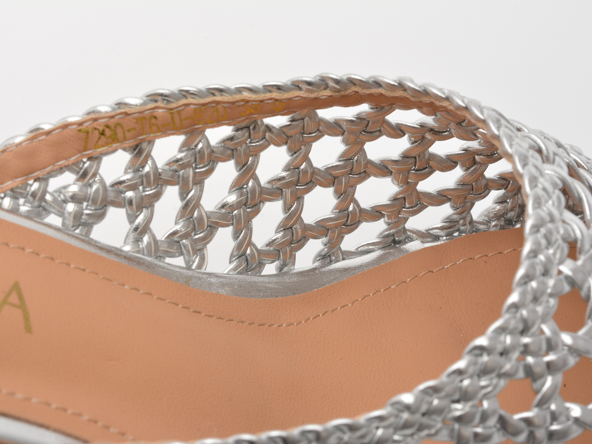 Papuci EPICA argintii, 7290, din piele ecologica