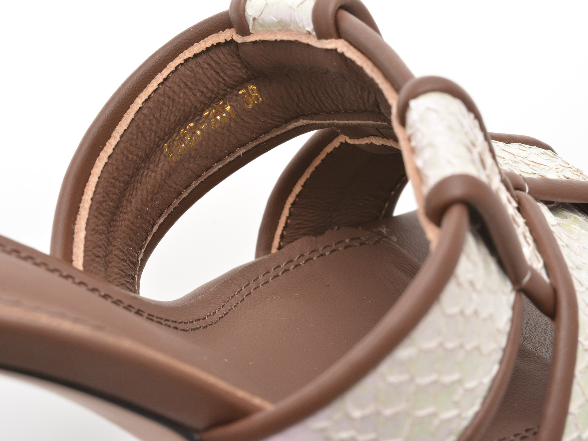 Papuci EPICA bej, L633, din piele naturala