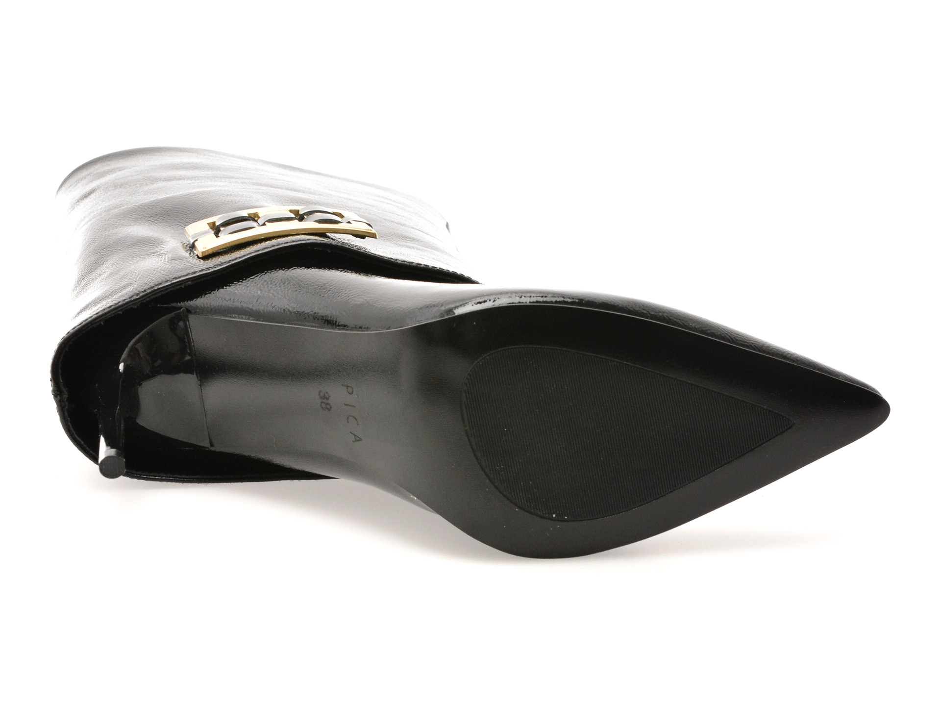 Botine elegante EPICA negre, HK44, din piele naturala lacuita