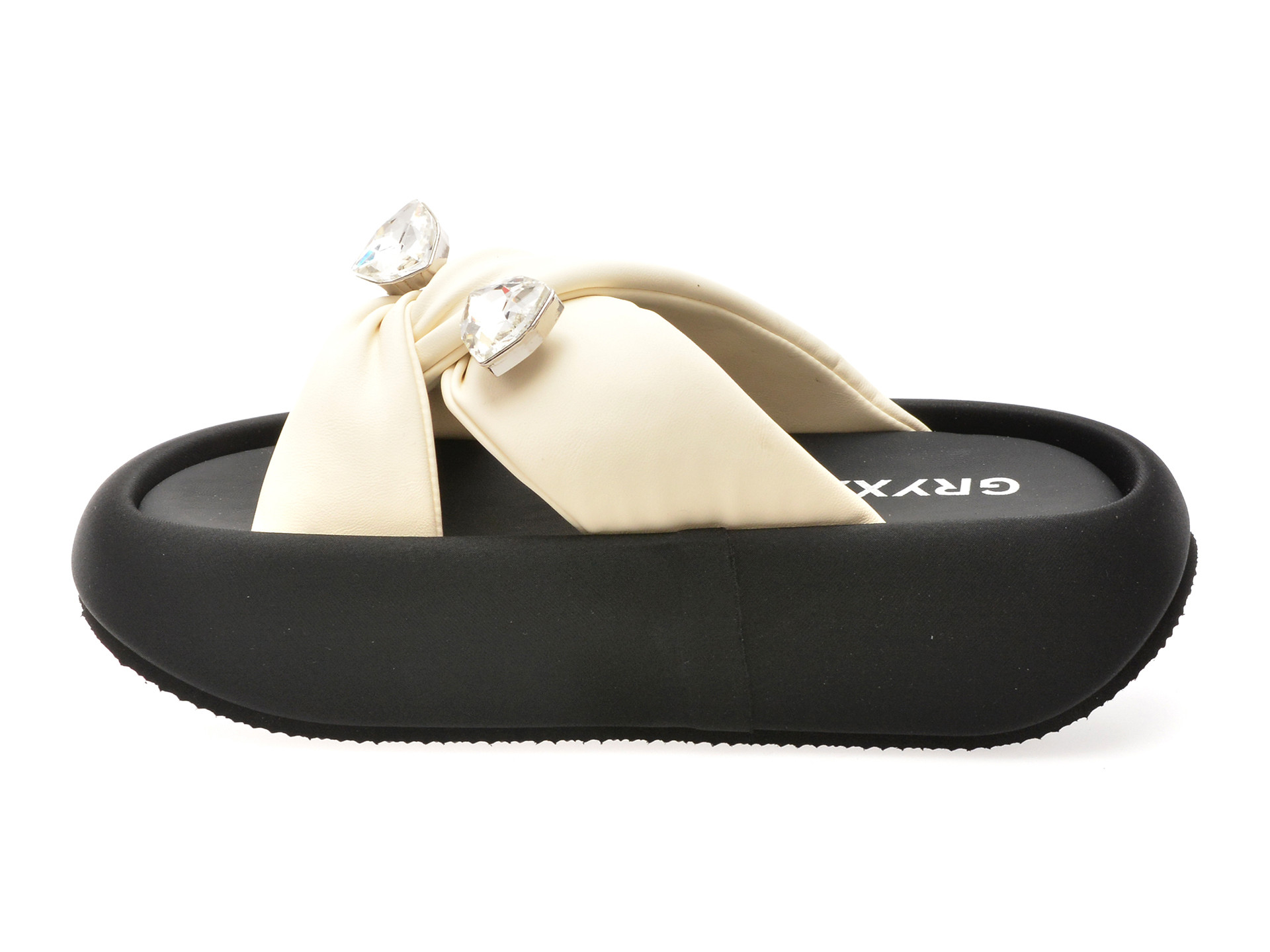 Papuci GRYXX albi, 8826, din piele ecologica