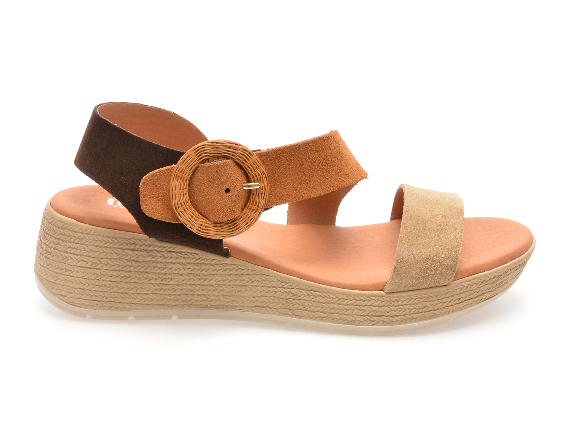 Sandale IMAGE maro, ROSEA, din piele intoarsa