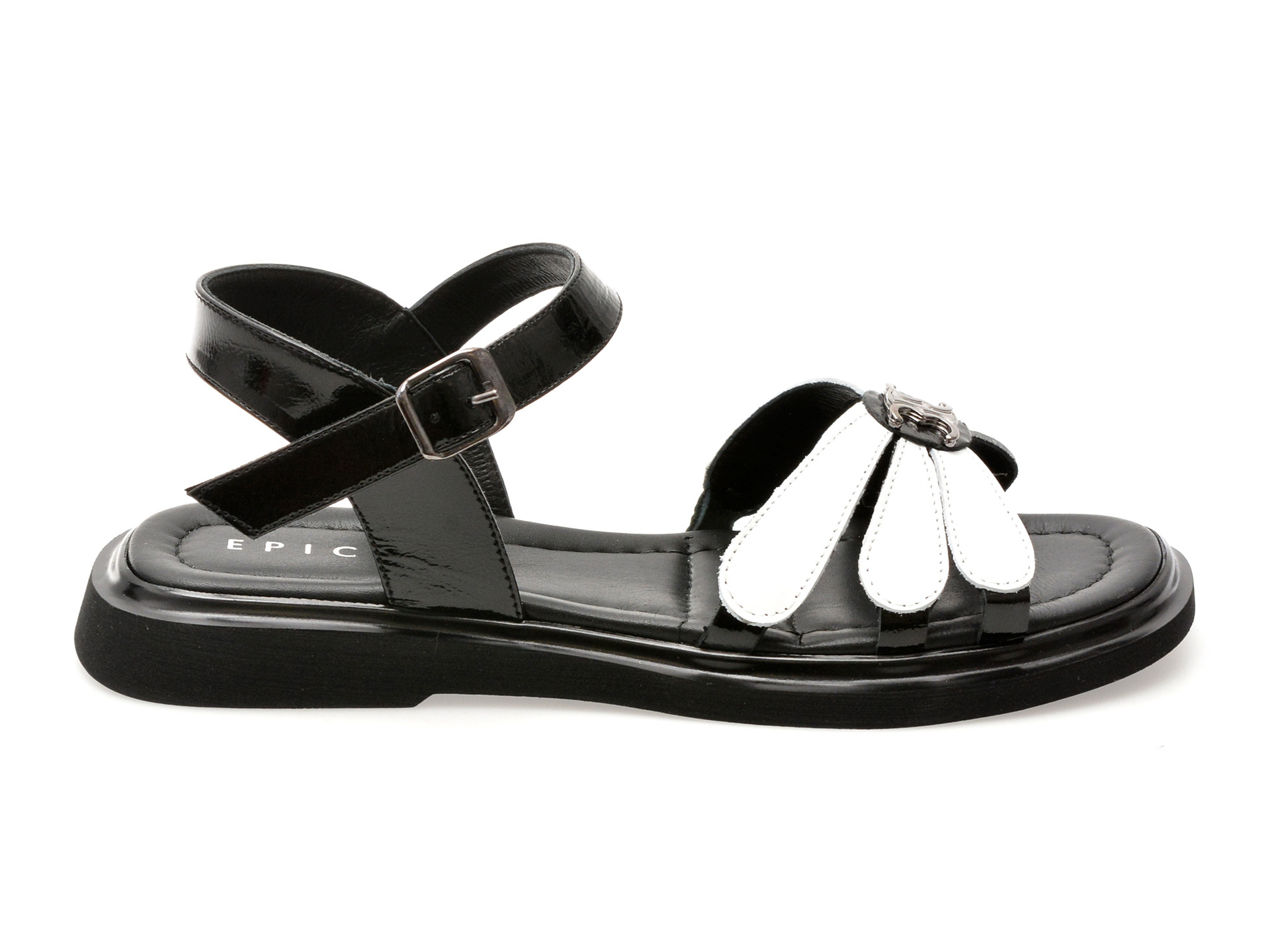 Sandale EPICA alb-negru, 341125, din piele naturala