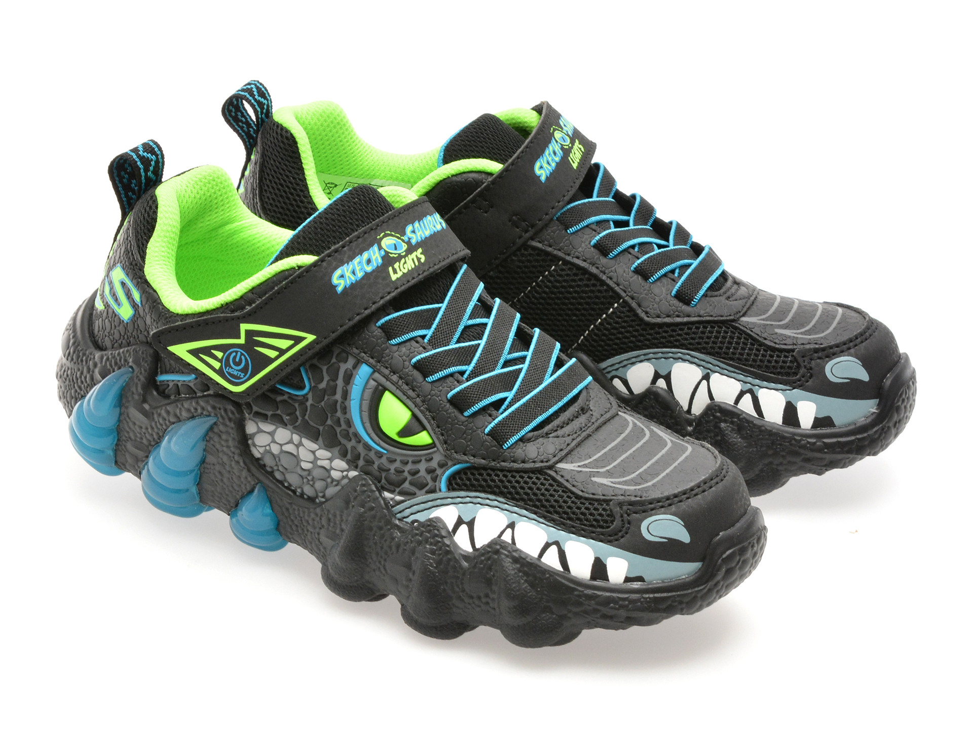 Pantofi sport SKECHERS negri, SKECH-O-SAURUS LIGHTS 2.0, din material textil
