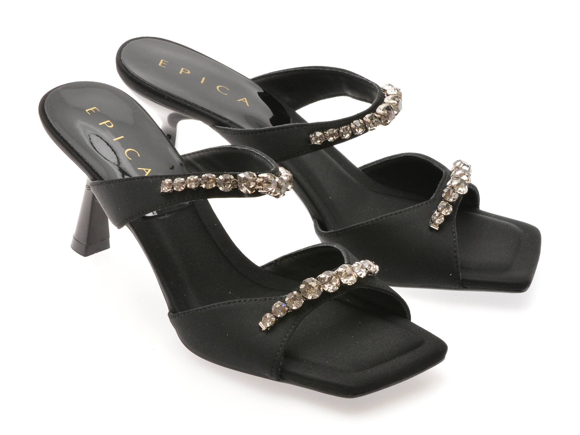 Papuci EPICA negri, 2368, din material textil