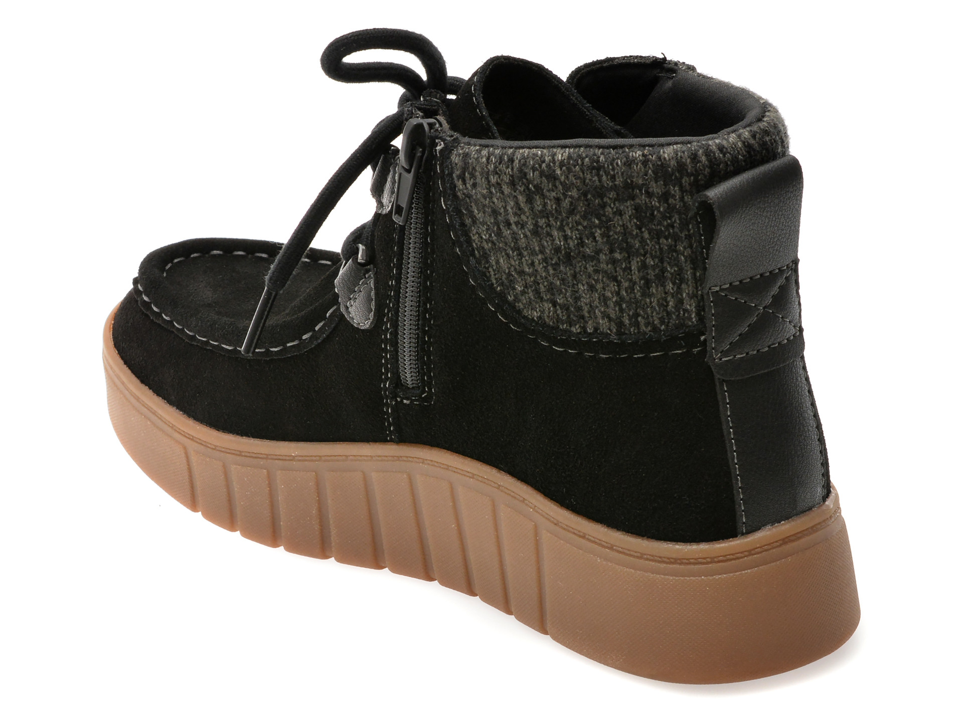 Ghete CLARKS negre, MYKAH IZZY, din piele intoarsa