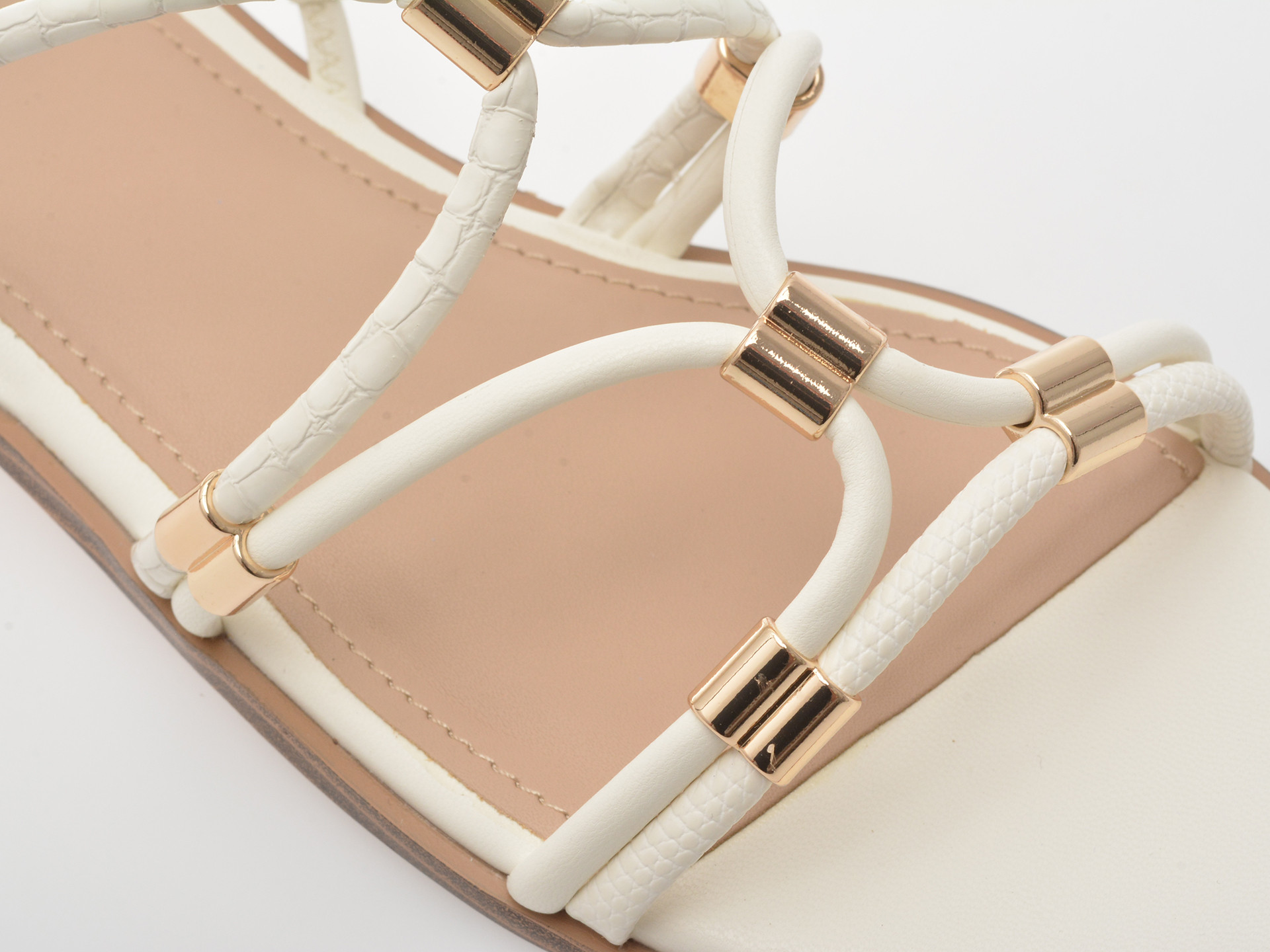 Sandale ALDO albe, BYCHAN 100, din piele ecologica