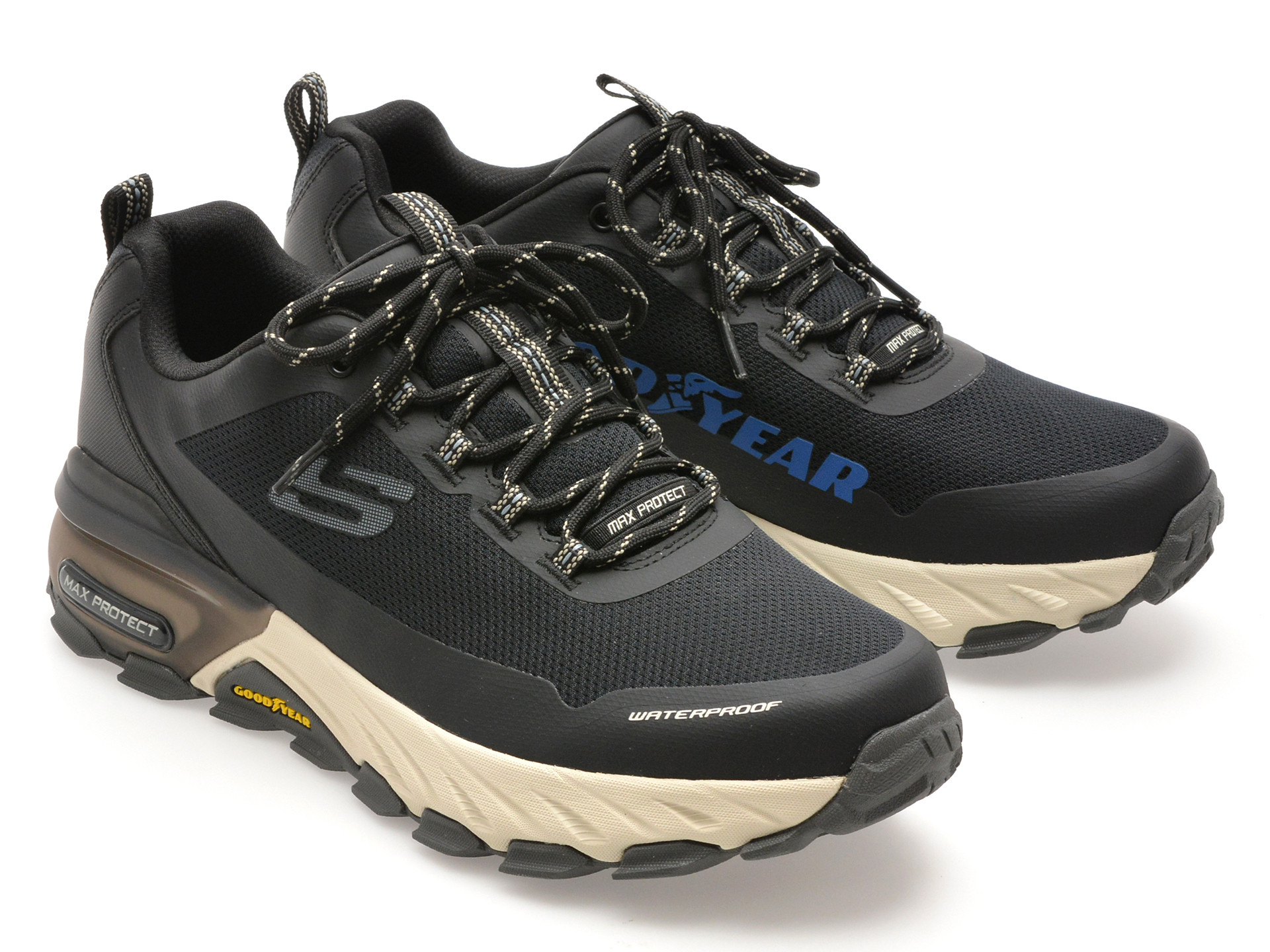 Pantofi sport SKECHERS negri, MAX PROTECT, din material textil