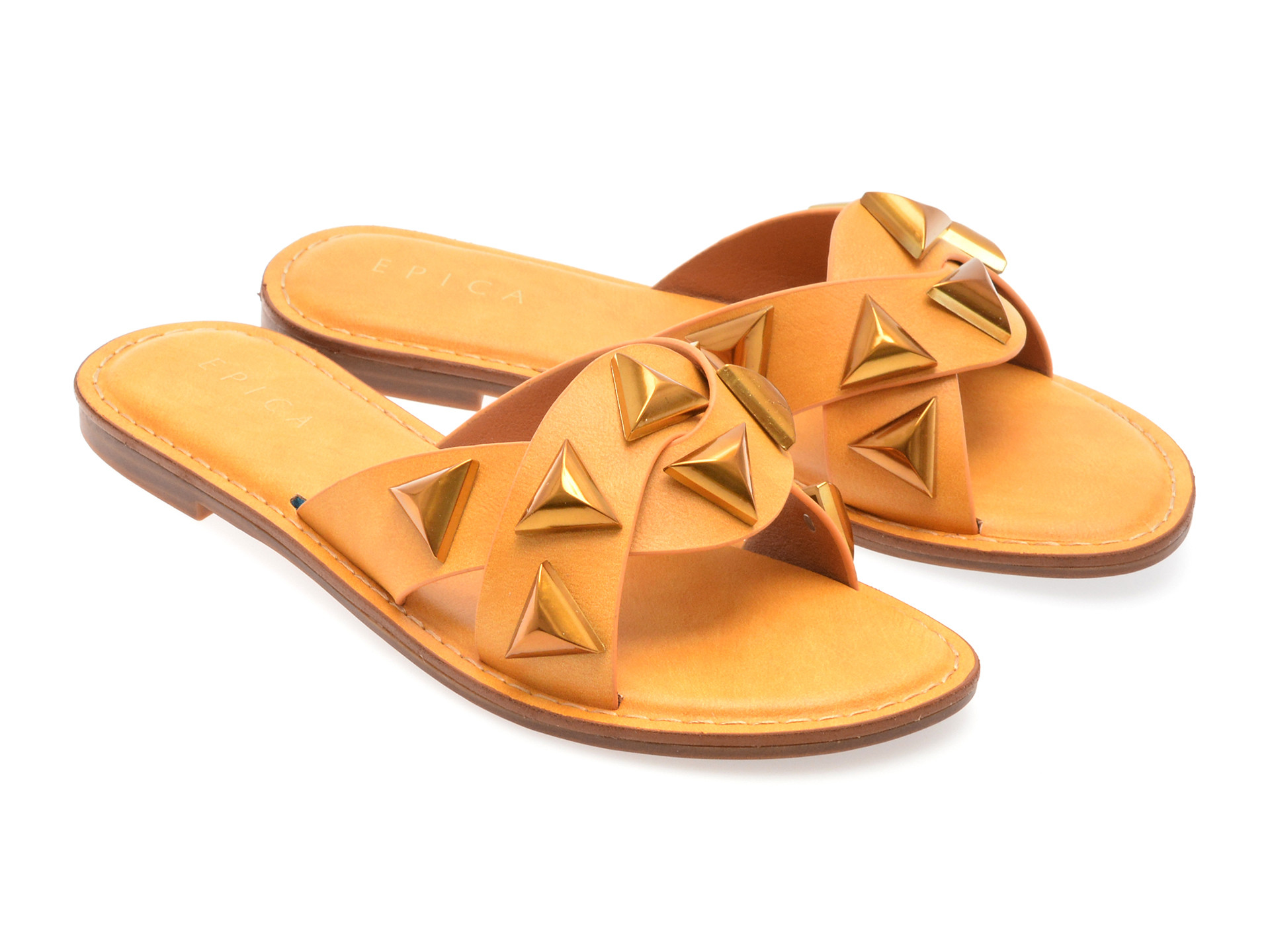 Papuci EPICA galbeni, 82922, din piele ecologica