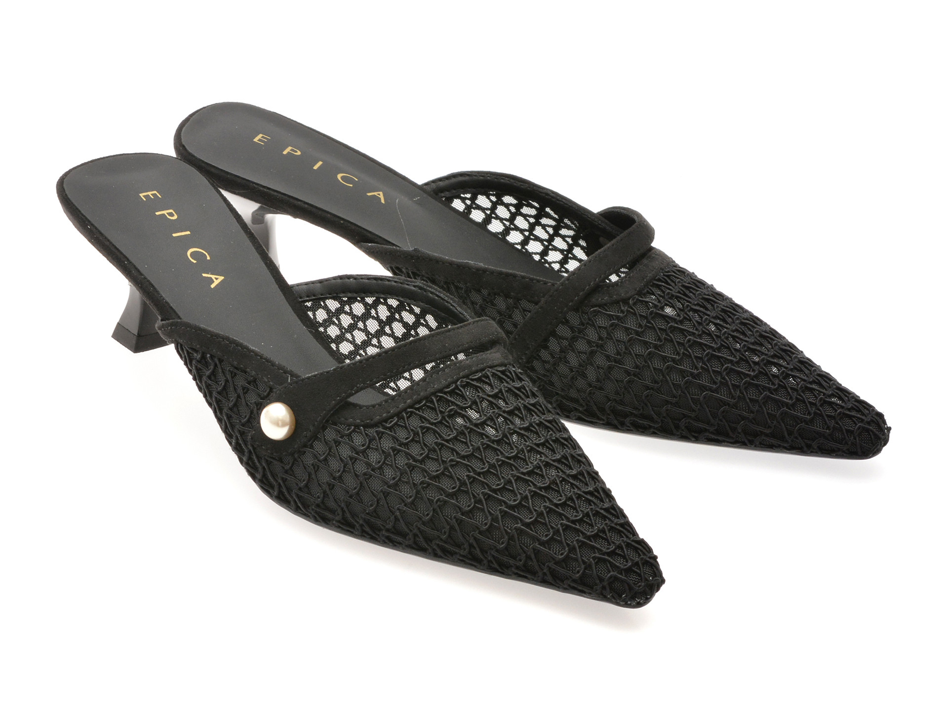Pantofi eleganti EPICA negri, 26Q2118, din material textil